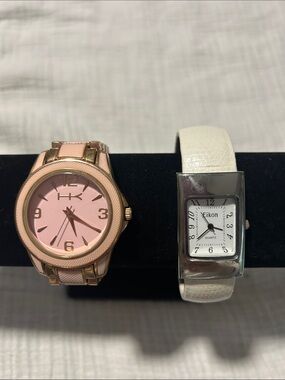 Heidi Klum Pink Rose Gold Women's Watch & White Eikon Quartz Watch. Set of 2